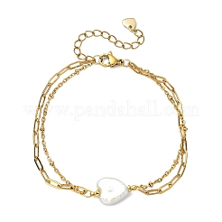 Pulseras de doble capa con cadena de cable de acero inoxidable 304 y cadena tipo clip.&nbsp;BJEW-JB13885