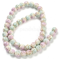 Perles synthétiques turquoises peintes à la cuisson&nbsp;G-H060-03B