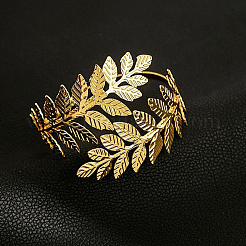 1 bracciale rigido in lega a foglia per donna&nbsp;AJEW-CY0001-33G