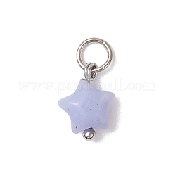 10 stücke 5 arten natürliche weiße jade & rose quarz & lepidolite & aventurin & synthetische blaue spitze achat stern charme&nbsp;PALLOY-JF04533