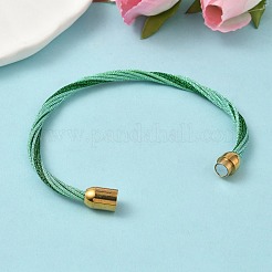 Bracelets en acier inoxydable 304 avec cordon métallique en polyester pour femmes&nbsp;BJEW-Z145-01G