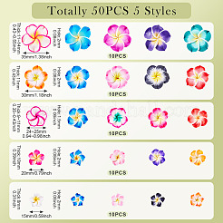 50pcs 5 Arten handgemachte Polymerton 3d Blume Plumeriaperlen&nbsp;CLAY-TA0001-68