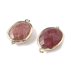 Ciondoli connettore ovali sfaccettati in quarzo fragola naturale&nbsp;G-H323-02G-01