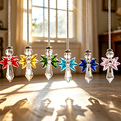 1 pendentif décoratif en verre en forme d'ange&nbsp;HJEW-DJ0001-17A