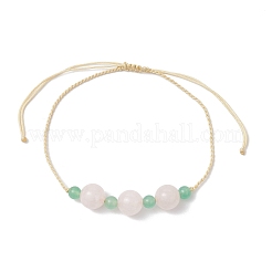 Natürliche malaysische Jade & Rosenquarz runde Perlen geflochtene Perlenarmbänder für Frauen&nbsp;BJEW-JB11987