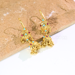 Boucles d'oreilles créoles vintage ethniques en laiton.&nbsp;LS-VD5879