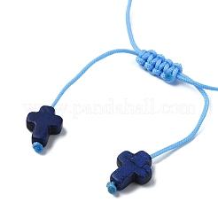 7 pz braccialetti intrecciati con perline sintetiche turchesi incrociate per donna&nbsp;BJEW-JB11345