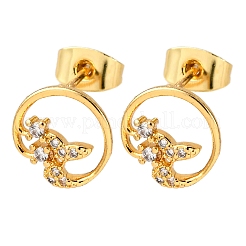 Latón micro pave aretes de circonita cúbica transparente&nbsp;EJEW-D328-04G-02