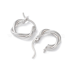925 orecchini a cerchio in argento sterling rodiato&nbsp;EJEW-K258-15A-P