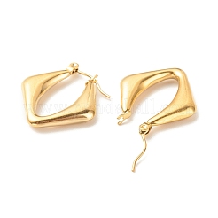 Orecchini a cerchio a rombo spesso in acciaio inossidabile 304 con placcatura ionica (ip) per donna&nbsp;EJEW-K242-06G