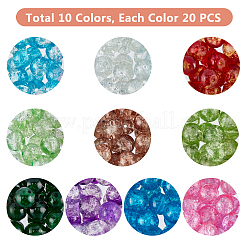 Perle di vetro crackle trasparente&nbsp;CCG-PH0003-12
