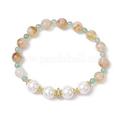 Braccialetti di perline di avventurina verde naturale e citrino per donna&nbsp;BJEW-JB11932-01