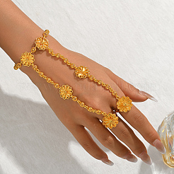 Vintage-Armbänder aus Messing mit Blumengliedern und Doppelringen für Hochzeiten und festliche Anlässe&nbsp;YR9933