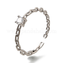925 bague ouverte en argent sterling avec pavé de zircones cubiques&nbsp;RJEW-R016-01P-02