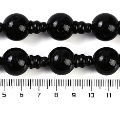 Fili di perline guru in onice nero naturale a 3 foro&nbsp;G-H064-E08-03B