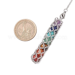 7 Chakra-Rundpendel aus natürlichem Amethyst & Karneol & rotem Jaspis & grünem Aventurin & Tigerauge & synthetischem Türkis&nbsp;PALLOY-JF03658-01