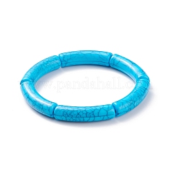 10 pièces 10 couleurs imitation pierres précieuses acrylique tube incurvé gros bracelets extensibles ensemble pour les femmes&nbsp;BJEW-JB08140