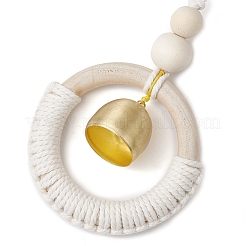 Colgante de anillo con adornos de hilos de madera y algodón&nbsp;HJEW-TA00305