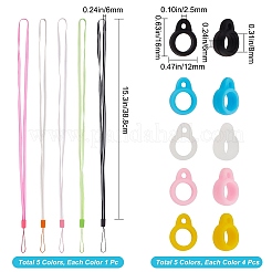 5 Strang 5 Farben Gummi-Lanyard-Gurte&nbsp;AJEW-GF0006-02