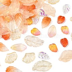 120 Stück 8 Stile Herbst Thema zweifarbige transparente Glasanhänger&nbsp;GLAA-FS0002-56