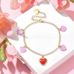 Pulsera con dije de esmalte de aleación de corazón con palabra amor&nbsp;BJEW-JB09557