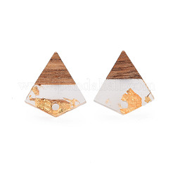 Orecchini a bottone in resina bicolore e legno di noce&nbsp;MAK-N032-031