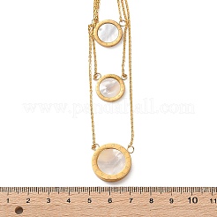 Lasso-Halsketten aus 304er Edelstahl und natürlichen Muschelringen für Damen&nbsp;NJEW-A045-21G