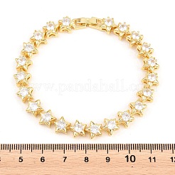 Armbänder aus Messing mit Pavé-Fassung und klaren Zirkonia-Steinen für Damen&nbsp;BJEW-T025-02G