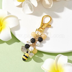 Décorations de pendentif en strass en alliage d'abeilles&nbsp;HJEW-JM01774