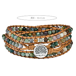 Natürliche indische Achat Perlen Wickelarmbänder&nbsp;WG093E5-01