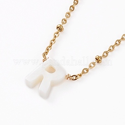 Colliers pendentif initiale coquillage naturel&nbsp;NJEW-JN03298