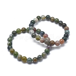 Pulseras de estiramiento de cuentas naturales de ágata india&nbsp;X-BJEW-K212-B-010