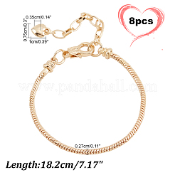 8 Stück Messing-Armband mit runder Schlangenkette für Männer und Frauen&nbsp;BJEW-PH0004-28