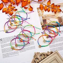 Bracelet de perles tressées initiales en cristal strass&nbsp;BJEW-SW00037-05
