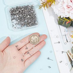 150 Stück Ohrstecker-Beschläge aus 202 Edelstahl mit Kugeln.&nbsp;STAS-SP0001-52B-P