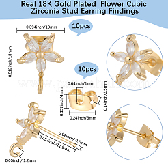 5 paire de boucles d'oreilles à tige en laiton avec micro pavé de zircones cubiques&nbsp;KK-BBC0020-84