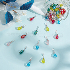 50 pendentif décoratif en verre galvanisé de 5 couleurs&nbsp;HJEW-ME00039