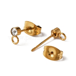Boucles d'oreilles à tige en acier inoxydable 304&nbsp;LS-STAS-WH0029-44A-G