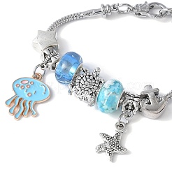Set di braccialetti con ciondoli di perline europee a tema oceano per donna&nbsp;BJEW-JB11587-02