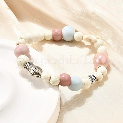 Bracelets extensibles en perles de porcelaine et en perles de howlite synthétiques pour femmes&nbsp;BJEW-D307-02A