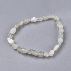 Natürliche weiße Mondstein-Stretch-Armbänder&nbsp;BJEW-K213-43