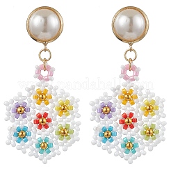 Aretes colgantes con cuentas de vidrio&nbsp;EJEW-MZ00324