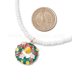 6 stücke 6 arten legierung emaille weihnachtsmann weihnachtsbaum hirsch schneemann anhänger weiß glass seed perlen halsketten für frauen&nbsp;NJEW-JN05463
