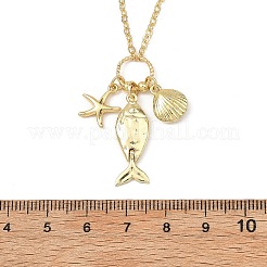 Colliers à pendentif étoile de mer en laiton&nbsp;NJEW-JN06232