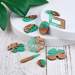 20 pièces 10 pendentifs en résine transparente et bois de noyer&nbsp;RESI-KS0001-08