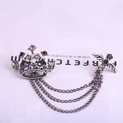 Couronne et croix avec broche à pompon en chaîne&nbsp;RELI-PW0001-099B
