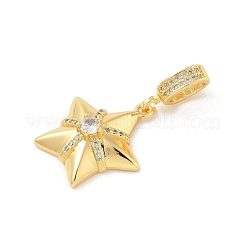 Messing klare Zirkonia Stern europäische Anhänger Charms&nbsp;KK-U044-08G