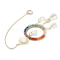 Décorations pendentif en perles de pierres précieuses chakra&nbsp;HJEW-JM01152-01