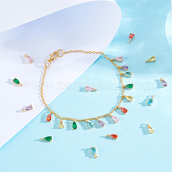 24 breloque en laiton doré 6 couleurs avec micro pavé de zircones cubiques&nbsp;KK-GA0001-68