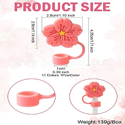 11 bouchon de paille en silicone à fleurs de 11 couleurs&nbsp;SIL-CJ0002-80